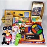 A collection of toys to include, Tomy pinball machine, a 1970s MB electronic 'Simon' game, Fisher