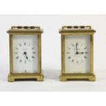 Two Bayard 8 day brass carriage clocks, 11cm