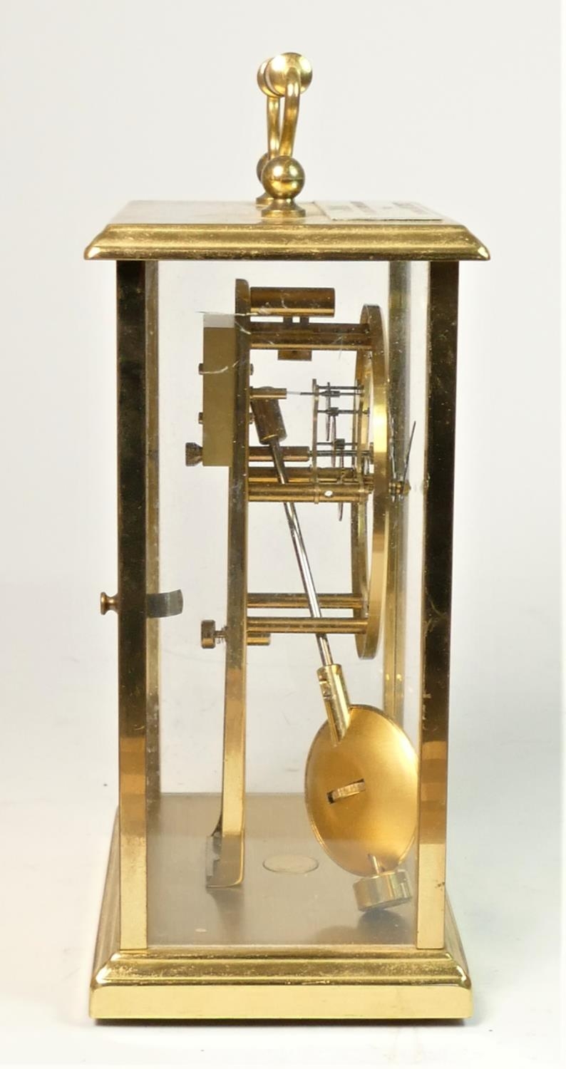 A German brass mantle clock with Roman numeral dial, with pendulum, 19cm - Image 2 of 4