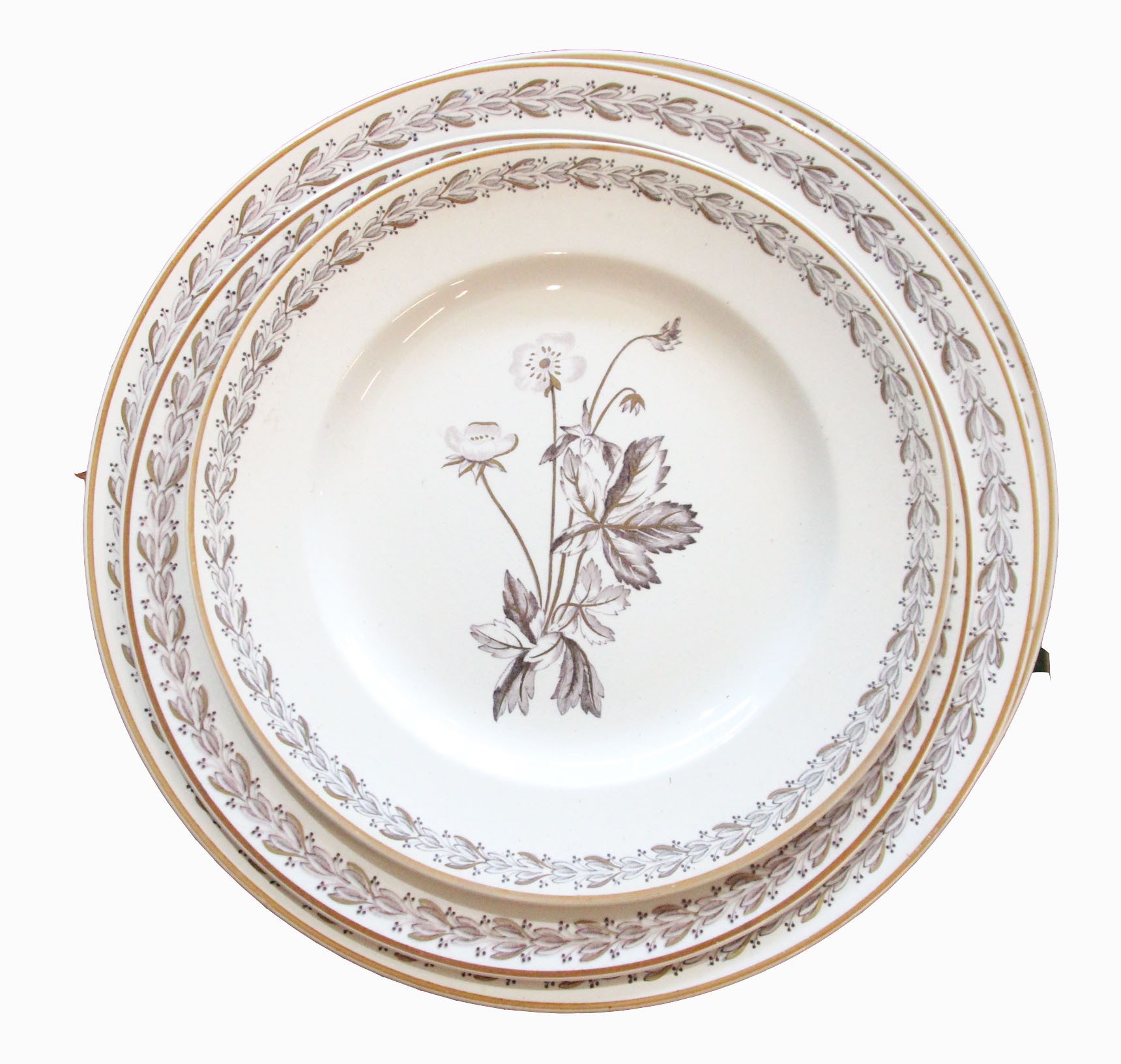 An Edwardian Wedgwood Etruria botanical part dinner service, stamped Wedgwood, Made in England, over - Image 5 of 27