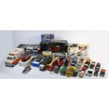 A large collection of modern diecast models, to include Corgi buses, boxed Corgi fire rescue