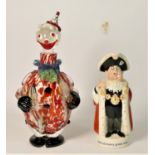 A Murano glass figural decanter in the form of a clown, together with a Beswick figural water jug