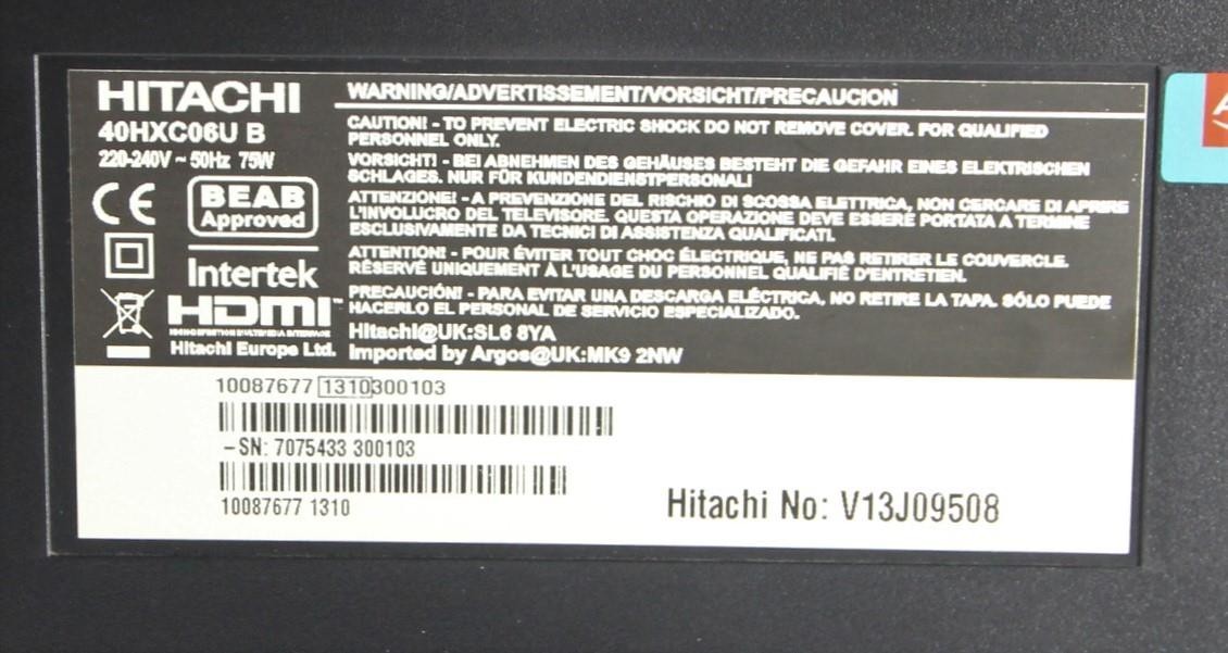 A 40" Hitachi Television, model 40HXC06UB with remote control, together with a Focalpoint Fires - Image 2 of 4