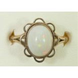 A 9ct gold opal dress ring, 10 x 8mm, Q, 3.2gm