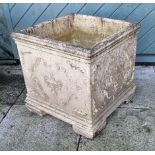 A reconstituted stone Neo Classical square garden planter, 48 x 48 x 48cm