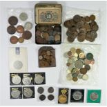 Two Brazilian 80Reis coins, 1828 and 1831, a Russian 5 Kopeck coin, 1836, a Canadian City Bank Token