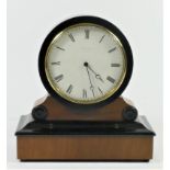 A French ebonised and walnut mantle clock, C.1900, the drum shaped movement inscribed "Vap