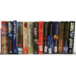 A collection of seventy five hardback first edition novels, consisting of high fantasy and military