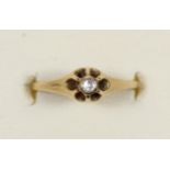 A 9ct gold rose cut white stone ring, N, 1.9gm