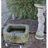 A stone or marble planter or bird bath, 63 x 52 x 32cm, THIS IS VERY HEAVY, and a reconstituted