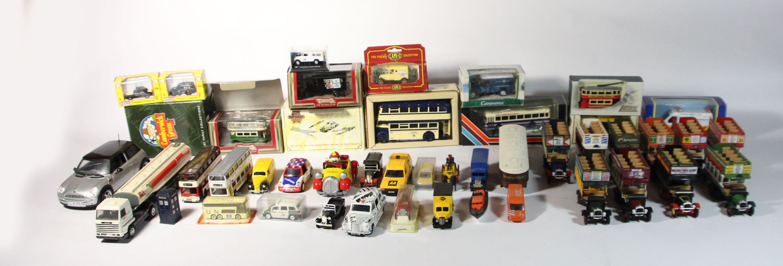 A collection of Corgi diecast models, primarily public transport related, together with a