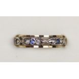 A 9ct gold blue and white stone eternity ring, P, 3.2gm