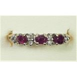 A 9ct gold ruby and diamond ring, M, 1.7gm