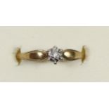 A 9ct gold and single stone diamond ring, N, 1.1gm