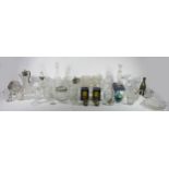 A collection of glassware to include, claret jugs, decanters, flower vases, fruit bowls and drinking
