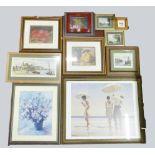 A collection of framed prints to include, still lifes, seascapes and others, together with two