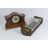 A 19th Century mahogany cased chiming mantle clock, with boxwood and ebony string inlay, white