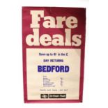 A British Railway 'Nottingham train departures' poster, together with a British Rail 'Fair Deals-
