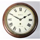 B.R.(E), St. Neots, an early 20th century 8 inch mahogany single fusee wall clock, the white