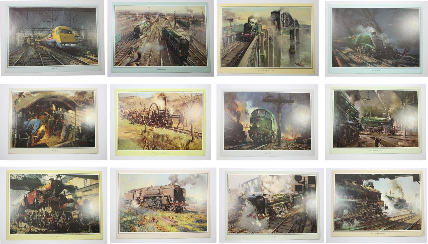 Terence Cuneo, a portfolio of 12 18" x 12" prints to include, An Engine is Wheeled, Clapham