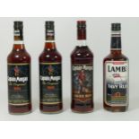 Captain Morgan original x 2 bottles, Dark Rum, with Lamb's Navy Rum. (4)