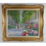 20th century French school, Parisian street, oil on canvas, signed indistinctively, 63 x 53 cm