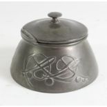 Archibald Knox (1864-1933) for Liberty & Co., a pewter inkwell, circa 1903, tapered circular form,