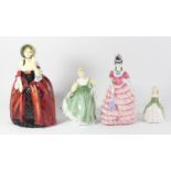 Four Royal Doulton figurines to include, Margery (HN1413) 28cm, Diane (HN3604) 24cm, Fairlady (