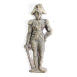 A Victorian cast iron door stop statue depicting Lord Nelson, 34cm, lacking base