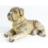 A Victorian cast iron model of a Bulldog, 21 x 13cm