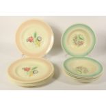 Susie Cooper for Crown Works, a set of six Nosegay pattern pink plates, 23cm together with a set