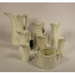 Seven Royal Worcester Fern Leaf graduated jugs, 20, 2 x15, 12, 2 x 10, 9cm, together with a
