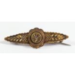 A Victorian 15ct gold and rose diamond panel brooch, 36mm, 1.9gm