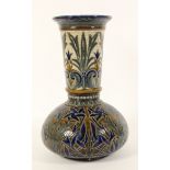 A Doulton Lambeth vase with cobalt blue and gold glaze, designed by Florence. E Barlow, impressed