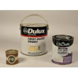 Approximately 60 tins of paint, including brands such as Dulex, Morris and Farrow & Ball, various