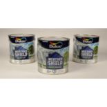 12 tins of Dulux Weather Shield, pure brilliant white, including undercoat, exterior wood and