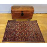 A leather bound and brass studded trunk/chest - W:90cm H:50cm D:40cm.