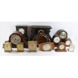 A collection of mid 20th Century and later mantle clocks/wall clocks, to include a Postman's alarm