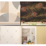 Approximately 80 wallpaper sample books, including brands such as Elle Decoration, Morris & Co,