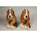 A pair of glazed ceramic basset hound dog models, by Price, England, 30cm