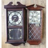 A collection of Vienna style wall clocks, together with a 14 day striking bracket clock with brass