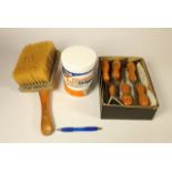 A collection of ex-shop D.I.Y stock, to include Harris and Hamilton's paint brushes, Wrights shave