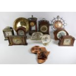 A collection of mid 20th Century and later mantle clocks, to include a mahogany cased Elliott