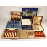 A collection of loose & cased cutlery, to include a Viners 24 piece 'Mosaic' set, together with a