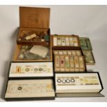 A substantial collection of Microscope slides, including biology and medical slides