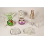 A collection of glassware and ceramics, to include paperweights, 3D crystal sculptures by