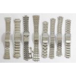 Seiko, eight various stainless steel bracelets
