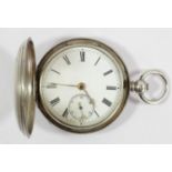 A Victorian silver key wind full hunter pocket watch, London 1878