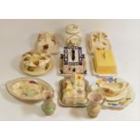 A collection of Arthur Wood pottery pieces dating from the 1930's - 1950's, to include butter dish