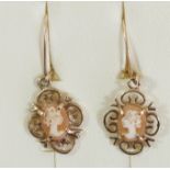 A pair of 9ct gold and shell cameo ear rings, 15 x 13mm, 1.7gm